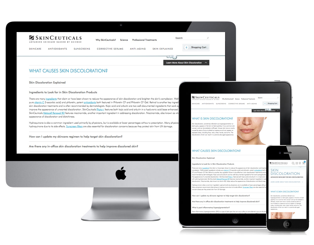 SkinCeuticals.com dynamic SEO attribute